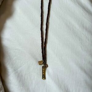 Wood bead necklace with Buddha charms